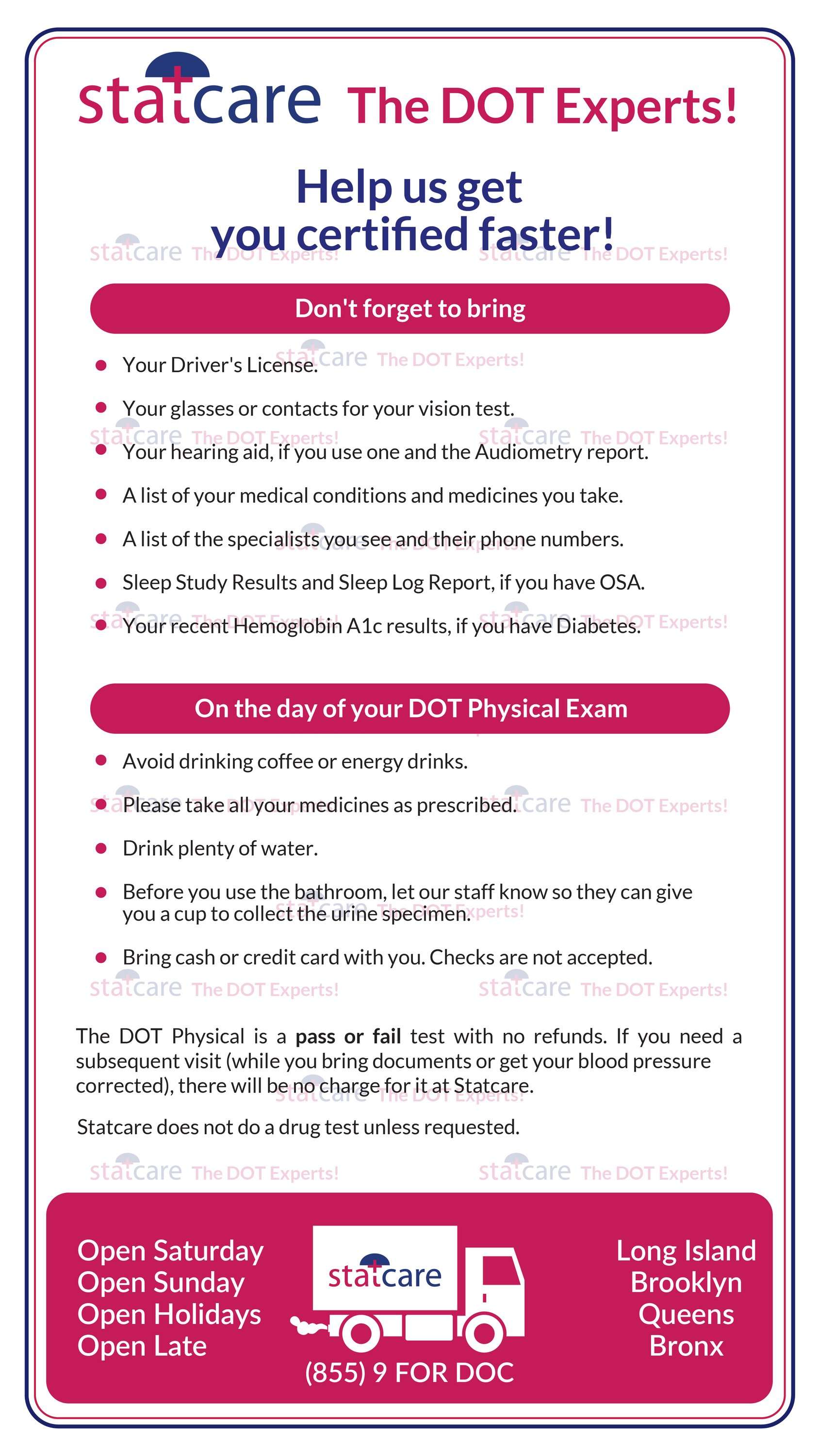 DOT Medical Exam Instructions Guide